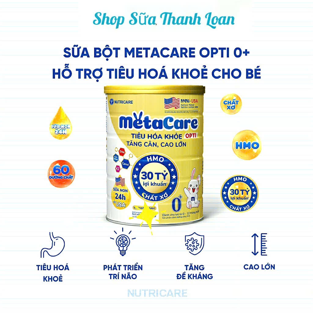 [HSD T3-2028] [Mẫu Mới] Sữa Bột Nutricare MetaCare Opti 0+ 400g (Cho Trẻ Từ 0 - 12 Tháng).