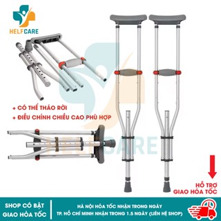 Nạng Chống Nách Cao Cấp Bằng Hợp Kim Nhôm Siêu Chắc Chắn, Nhẹ, Có Thể Gấp Gọn, Đệm Cao Su Mềm, Đế Chống Trượt HelpCare