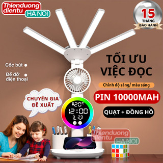   HOT 2025  Đèn học để bàn LED RGB Taiyoken 10.000mAh siêu tích điện 8 giờ đèn bàn học chống cận có đồng hồ - BH 15 thán 