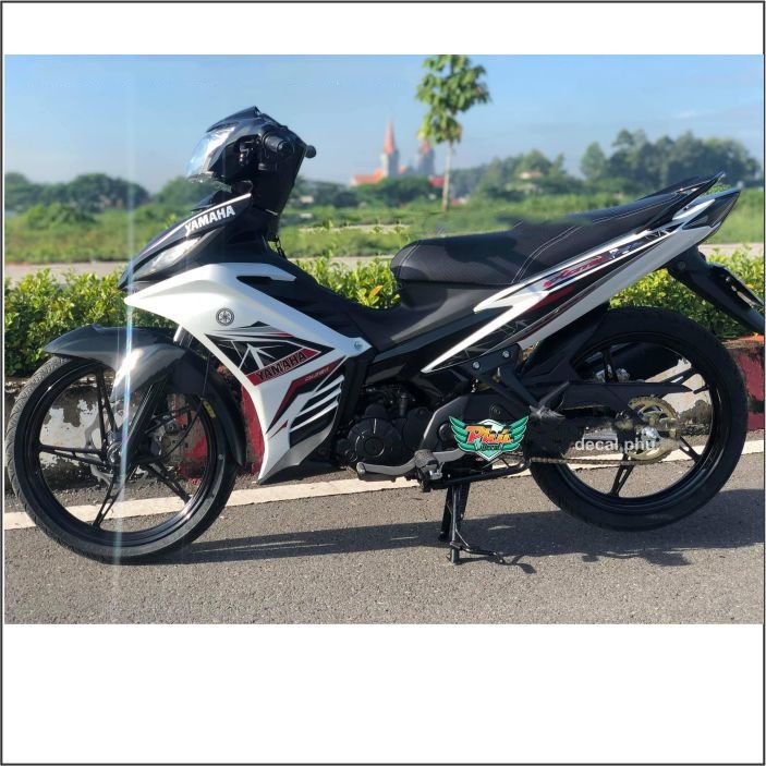 Tem Rời Exciter 135 Trắng đen -  Decal 3 lớp cao cấp, không bay màu, chống nước (P)