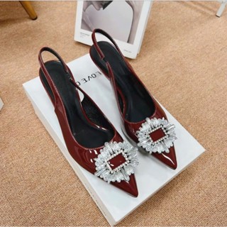 GIÀY CAO GÓT Khóa đá Tròn chất da bóng gót nhọn 5cm-7cm-9cm dành cho Nàng đi chơi tiệc Shoes nữ