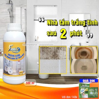 Tẩy Trắng Gạch Men, Bồn Cầu, Bồn Sứ Ố Vàng, Đóng Cặn, Xỉn Màu Lâu Ngày Siêu Mạnh Faster Cera Chai Lớn 500ml
