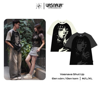  Áo thun Raglan Vasnava Shut Up chất liệu cotton siêu mát độ dày áo 250gsm form unisex cổ tròn 