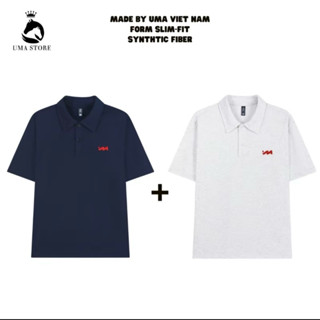 Combo 2 Áo Polo Cotton Nam Thêu Chữ Đỏ UMA, Áo Thun Cổ Bẻ Cộc Tay, Chất Cotton Co Giãn 4c Thấm Mồ Hôi_MSP Polo Chữ Đỏ