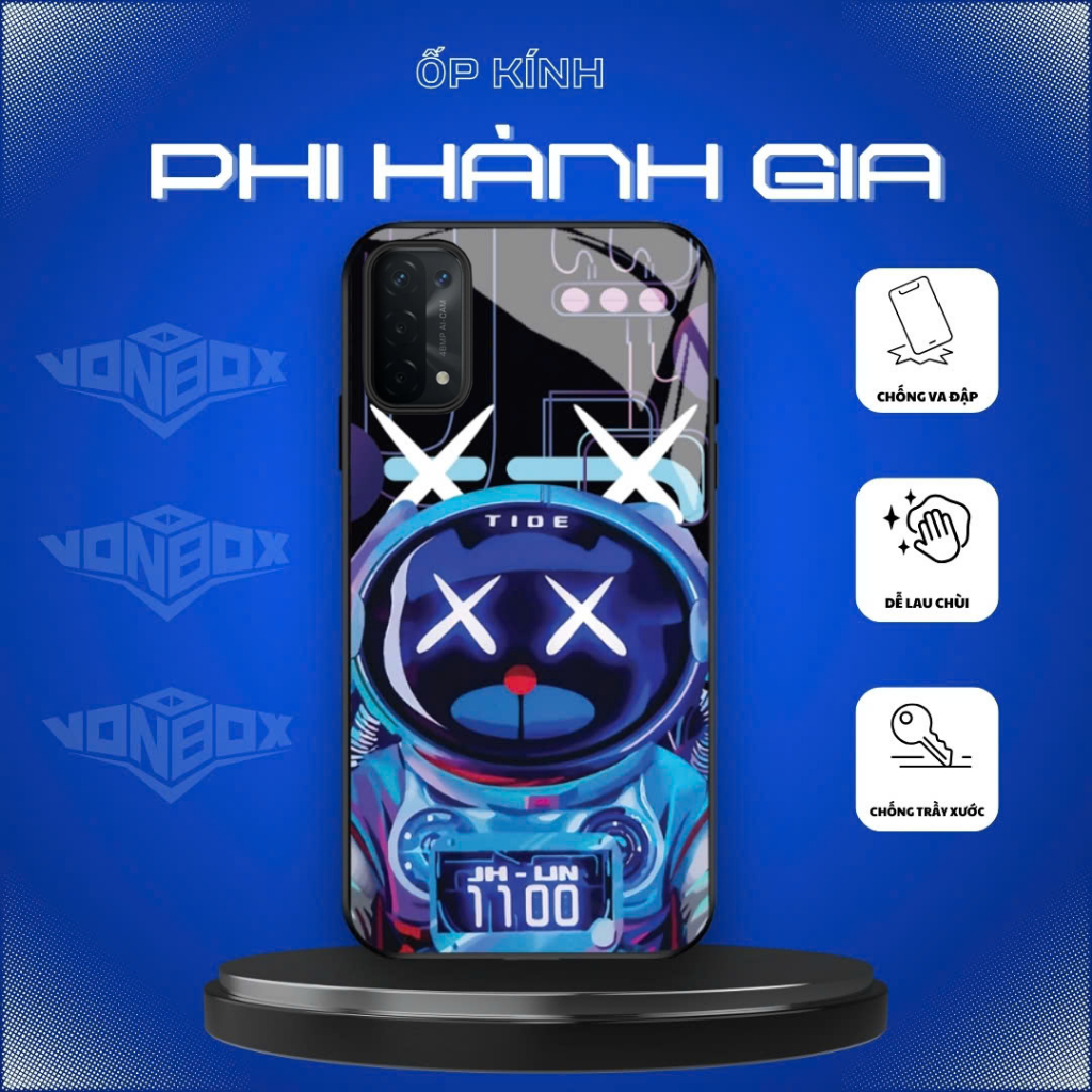 Ốp Lưng OPPO A74, A74 5G, A95, A54 5G Ốp kính bóng cao cấp Phi Hành Gia