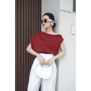 VELLE DESIGN Áo lụa cổ đổ Isa chất lụa nhung hongkong cao cấp