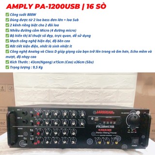 Amply 12 sò jarguar pa-1200 usb, công suất cao, kết nối dàn loa karaoke cho ra âm thanh tuyệt đỉnh