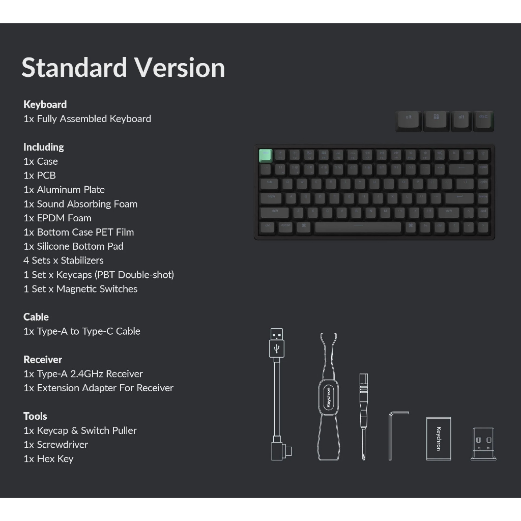 Bàn phím vi tính Keychron K2H-F1 K2 HE Swappable RGB Backlight Aluminum Nebula Switch - Black (Special Edition) | BigBuy360 - bigbuy360.vn