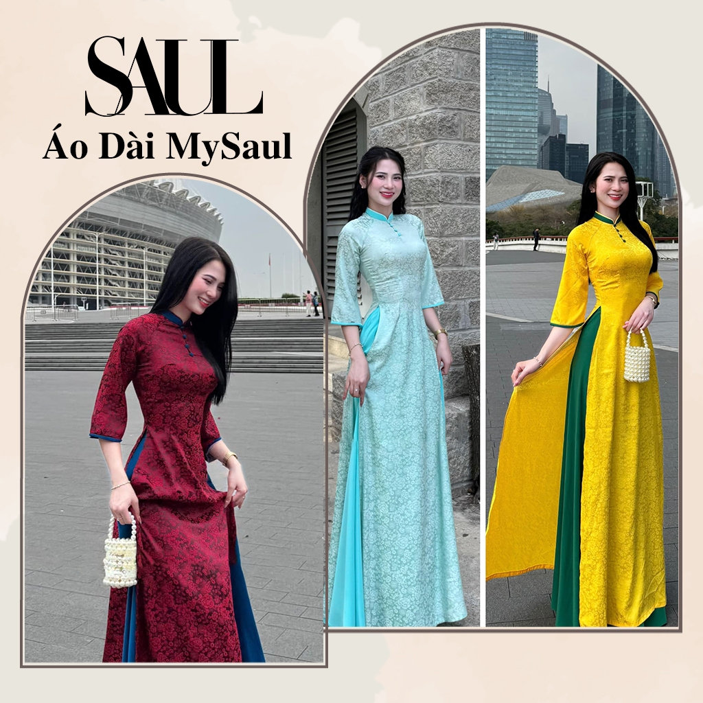 Áo Dài Lụa Gấm Truyền Thống Cao Cấp Nhiều Màu Phong Cách Thanh Lịch Hiện Đại - Áo Dài MySaul