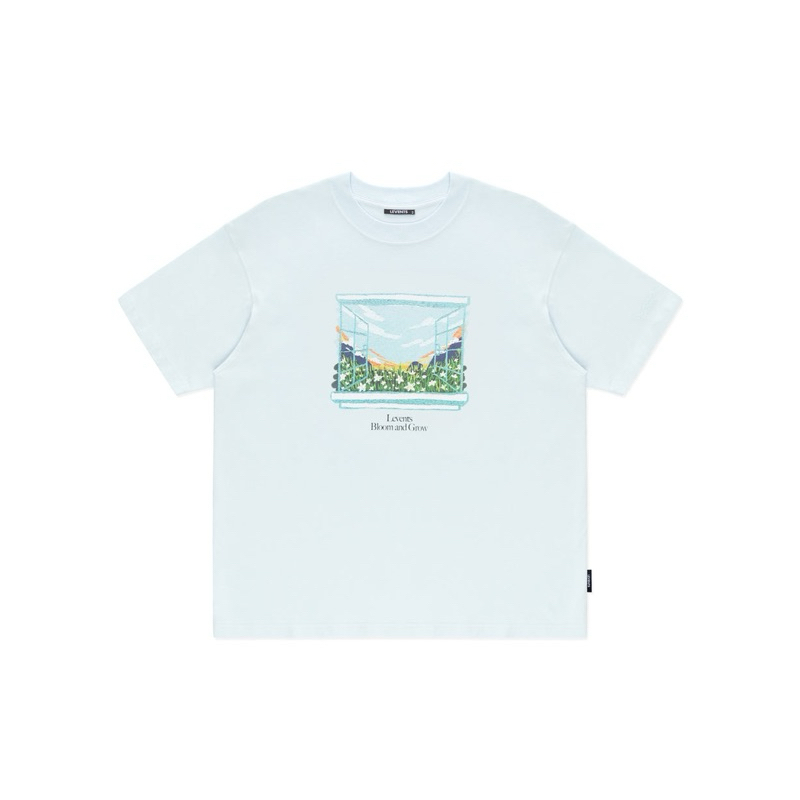 Áo window levents  cotton 100% vẽ bức tranh chính hãng 3 màu  xanh dương nhạt / kem / hồng