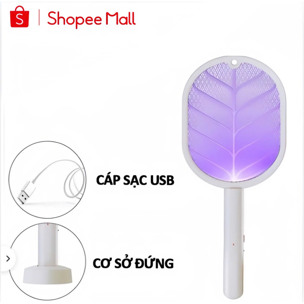Vợt muỗi PTLUXURY tự động kiêm đèn bắt muỗi 2 in 1 tự động sạc tích điện [ Hàng Tốt ]