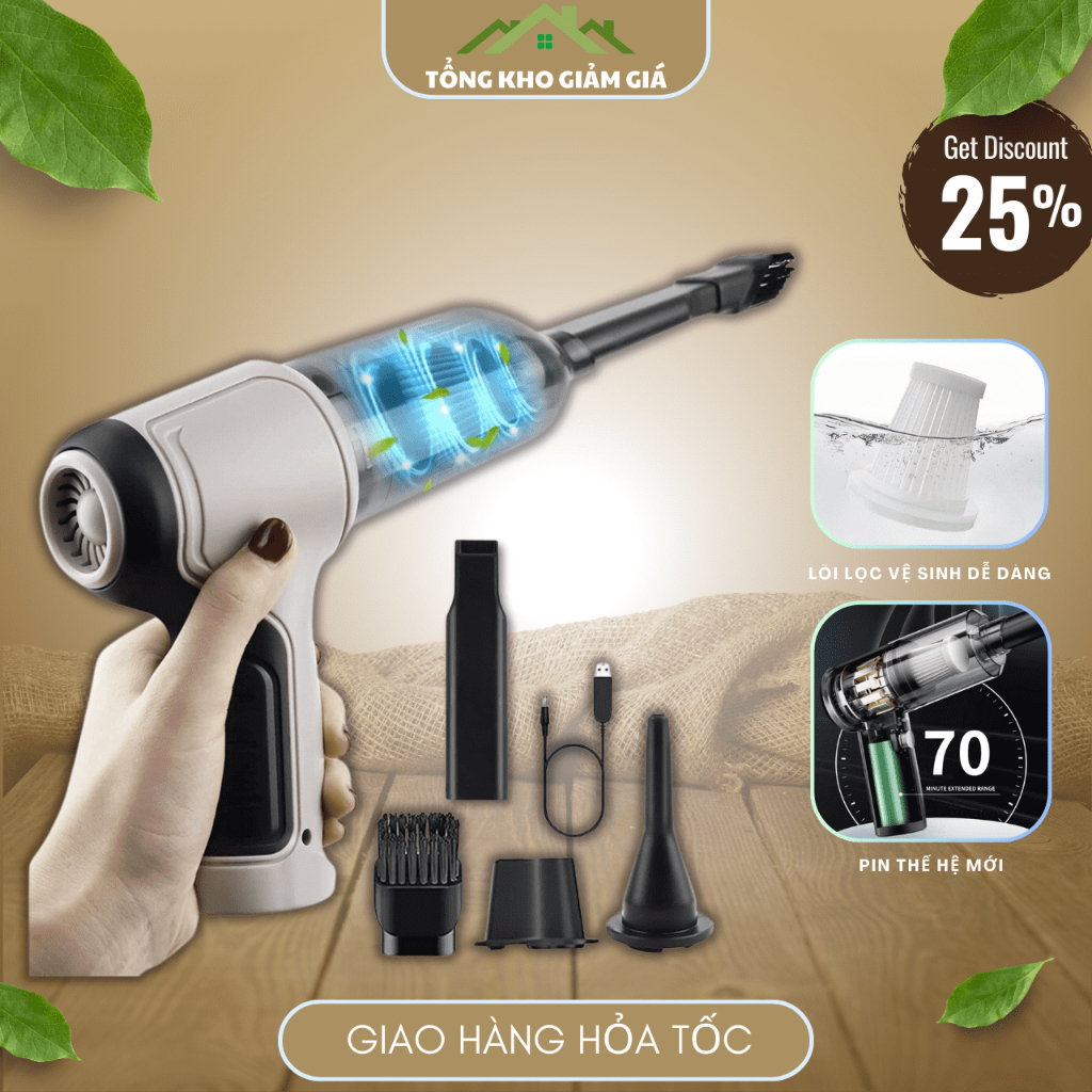 Máy Hút Bụi Cầm Tay Không Dây 6 Đầu Hút Của TAMASHIO Nhật Bản, Máy hút bụi oto mini