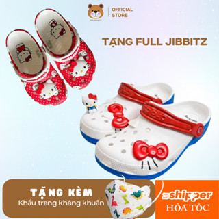 Dép cross bé gái mẫu Hello Kitty đế mềm, êm chân tặng kèm charm 3D - Hàng chính hãng
