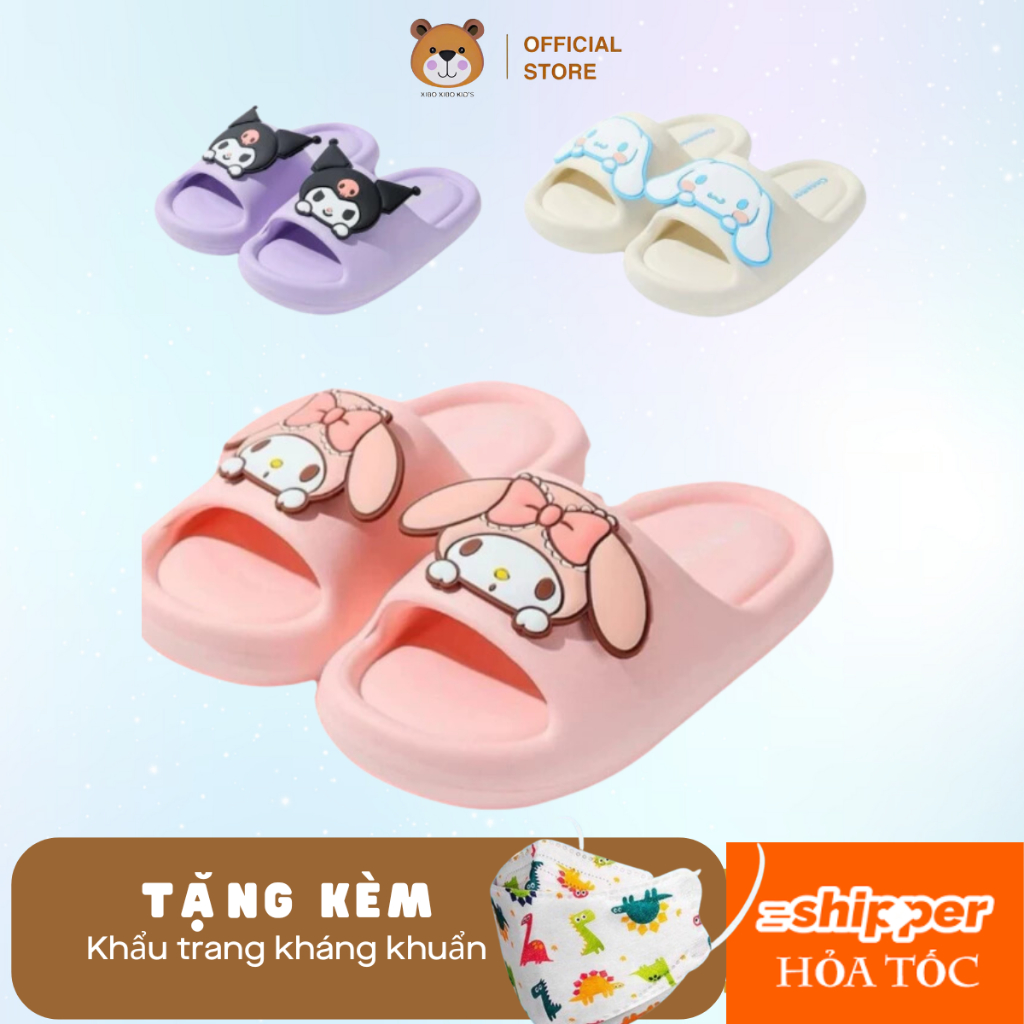 Giày dép trẻ em, Dép bánh mì bé gái hoạt hình Cinamoroll Kuromi Melody đáng yêu, đế mềm, êm chân Xib