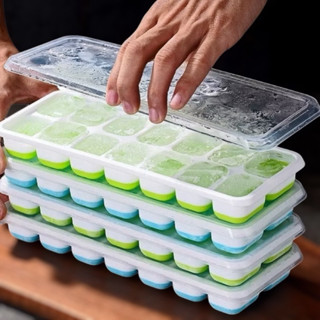 Khay Làm Đá Silicon Có Nắp Đậy Kháng Khuẩn Chống Mùi Tủ Lạnh, Khuôn Làm Đá , Làm Thạch hàng mới về