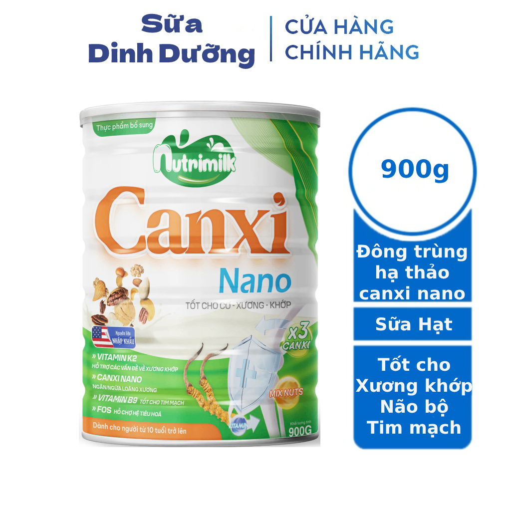 Sữa hạt xương khớp Nutrimilk Canxi Nano 900g, Sữa canxi cho người già, Sữa hạt bổ sung dinh dưỡng