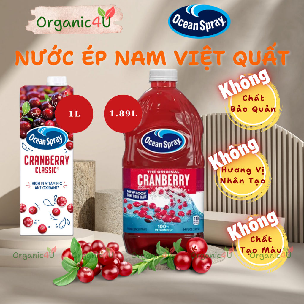 Nước Ép Nam Việt Quất OCEAN SPRAY Cranberry Juice Cocktail 1L 1.89L Cung Cấp Vitamin C