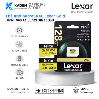 Thẻ nhớ MicroSDXC Lexar Gold Professional UHS-II V60 A1 U3 128GB/ 256GB, Tốc độ 280Mb/s, Bảo hành 5 năm
