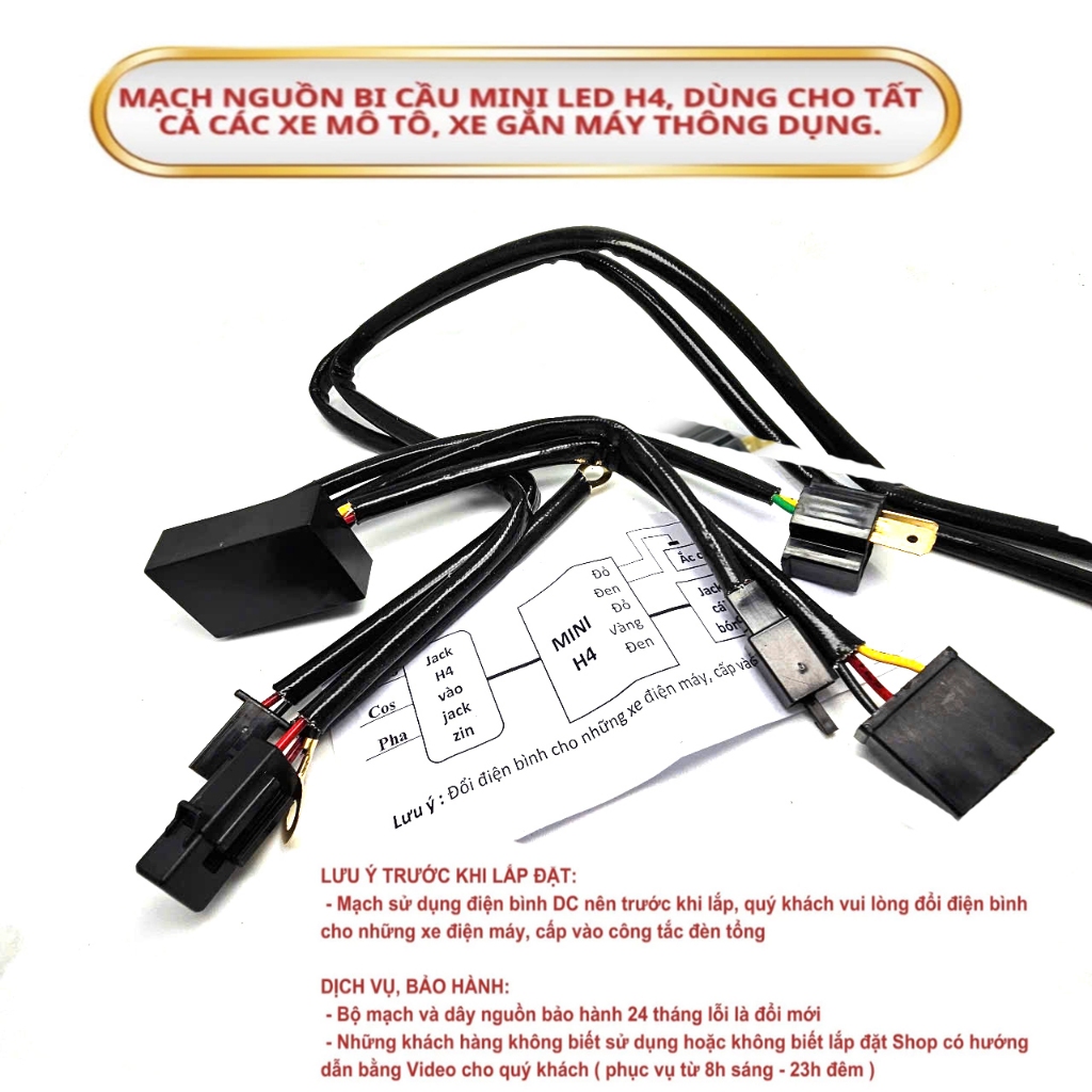 Mạch Nguồn Bi Cầu Mini LED H4 Dùng Ổn Định Dòng Điện Lắp Cho Tất Cả Các Dòng Xe Máy Chân H4 BH 1 Năm