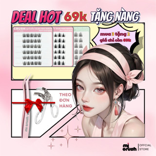 [Bộ 3 Hộp]  Xả Kho  Mi Giả Sẵn Keo 69K - Mi Cụm Tự Nhiên, Dễ Dán Tại Nhà | Tặng Nhíp & Bấm Mi - MI CRUSH VN