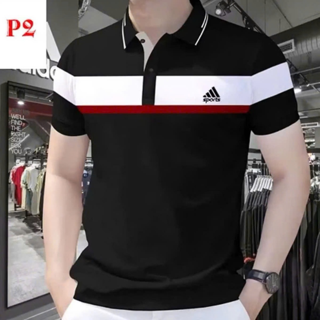 Áo thun POLO nam có cổ tay phối cầu vai sang trọng phong cách boy phố chất thun cotton co dãn