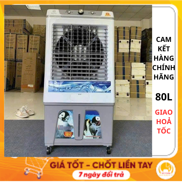 Quạt hơi nước 80L inventer lõi đồng chạy êm, Quạt điều hoà 80 lít 45L máy làm mát không khí