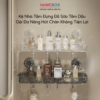 Kệ Đựng Đồ Nhà Tắm Hút Chân Không Acrylic Có Móc Treo Tiện Lợi Kệ Dán Tường Đựng Dầu Gội Sữa Tắm
