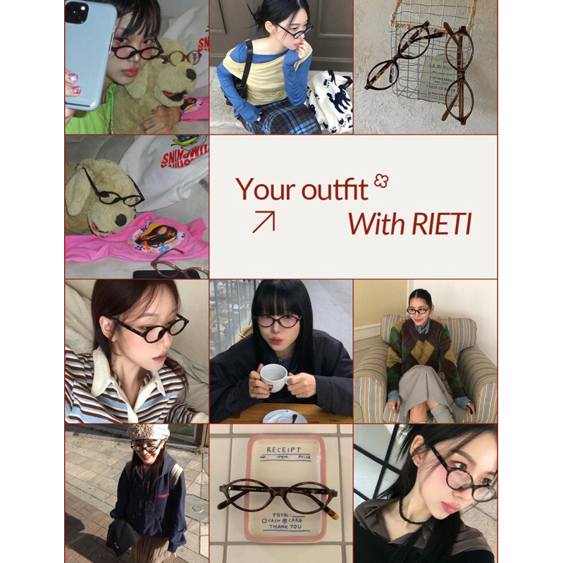 (KHÔNG KÈM BOX ĐEN) Kính Rieti Erica local brand Hàn chống ánh sáng xanh có bill