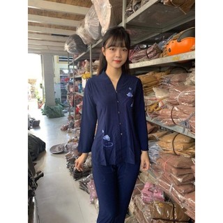 Đồ lam đi chùa. Mẫu balai thun đồ lam nữ vải thun co giãn size 40-90kg
