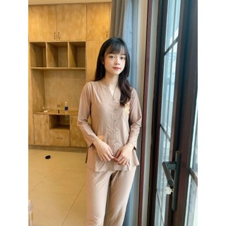 Đồ lam đi chùa. Mẫu balai thun đồ lam nữ vải thun co giãn size 40-90kg