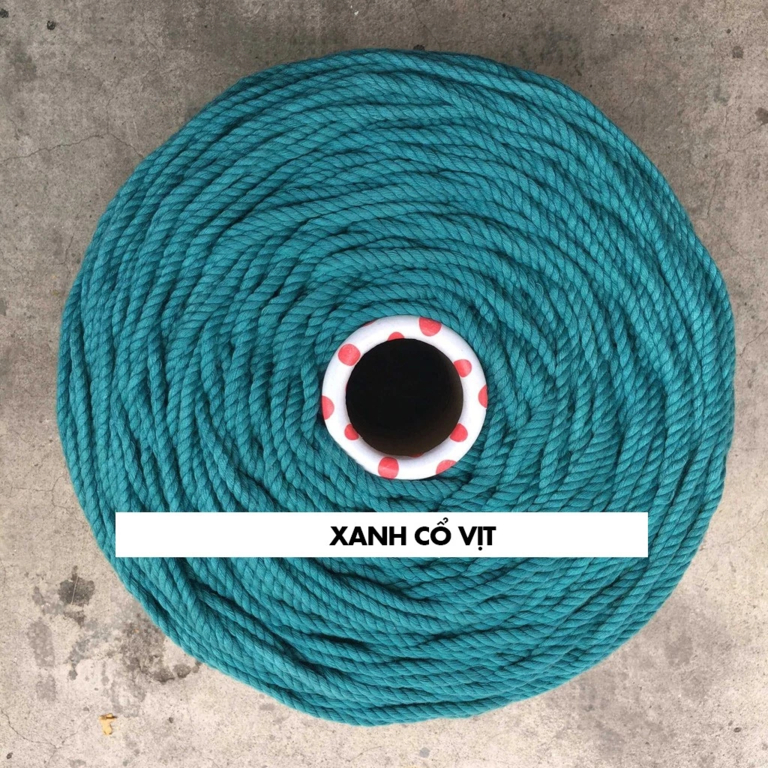 Dây làm macrame màu xanh cổ vịt 5mm, 3mm