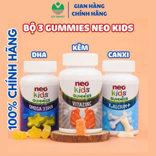 Gummies Neo Kids – Bộ 3 Kẹo Dẻo Bổ Sung Dưỡng Chất Cho Bé Yêu Canxi, Kẽm, Omega 3 DHA Sin Smart