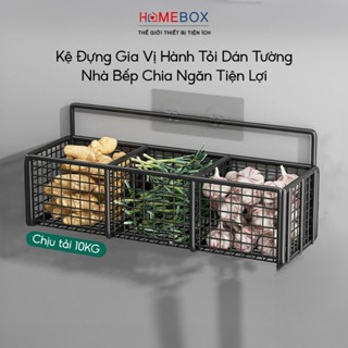 Kệ Đựng Gia Vị Dán Tường Nhà Bếp Chịu Lực 10Kg, Giá Đựng Hành Tỏi Có Ngăn Gắn Tường Tiện Lợi