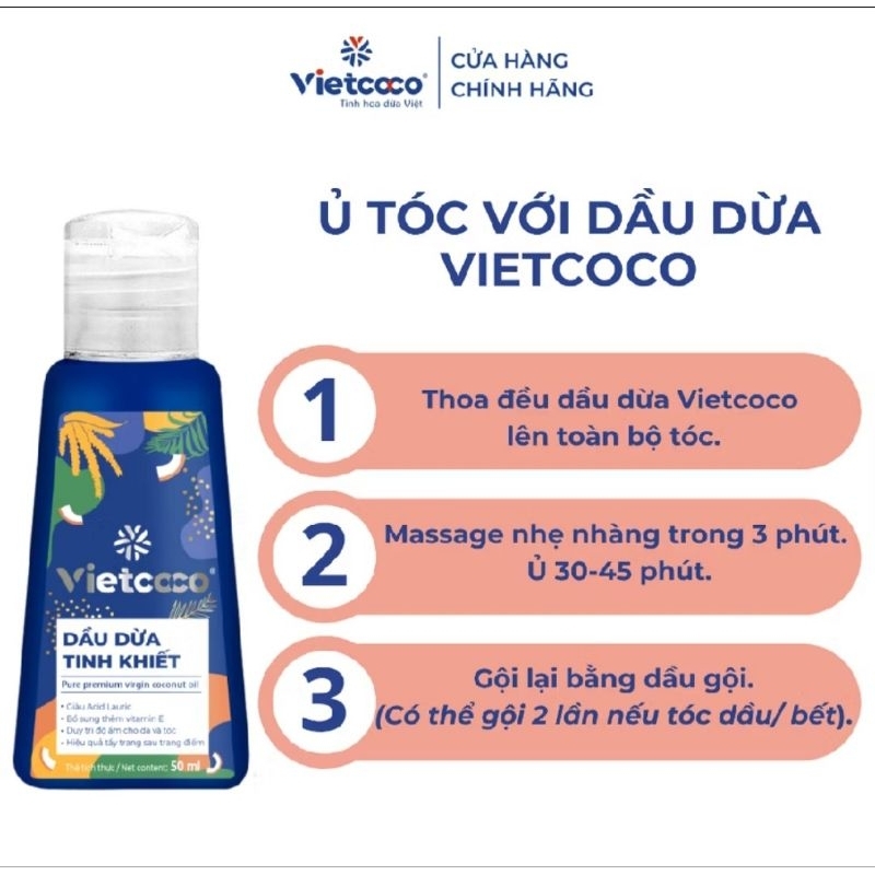 Dầu dừa tinh khiết vitamin E VIETCOCO 50ml