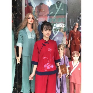 Đồ bộ nữ sẩm hàn quốc đồ lam đi chùa vải đũi co giãn không nhăn size 40-75kg