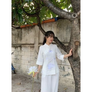 Đồ bộ nữ sẩm hàn quốc đồ lam đi chùa vải đũi co giãn không nhăn size 40-75kg