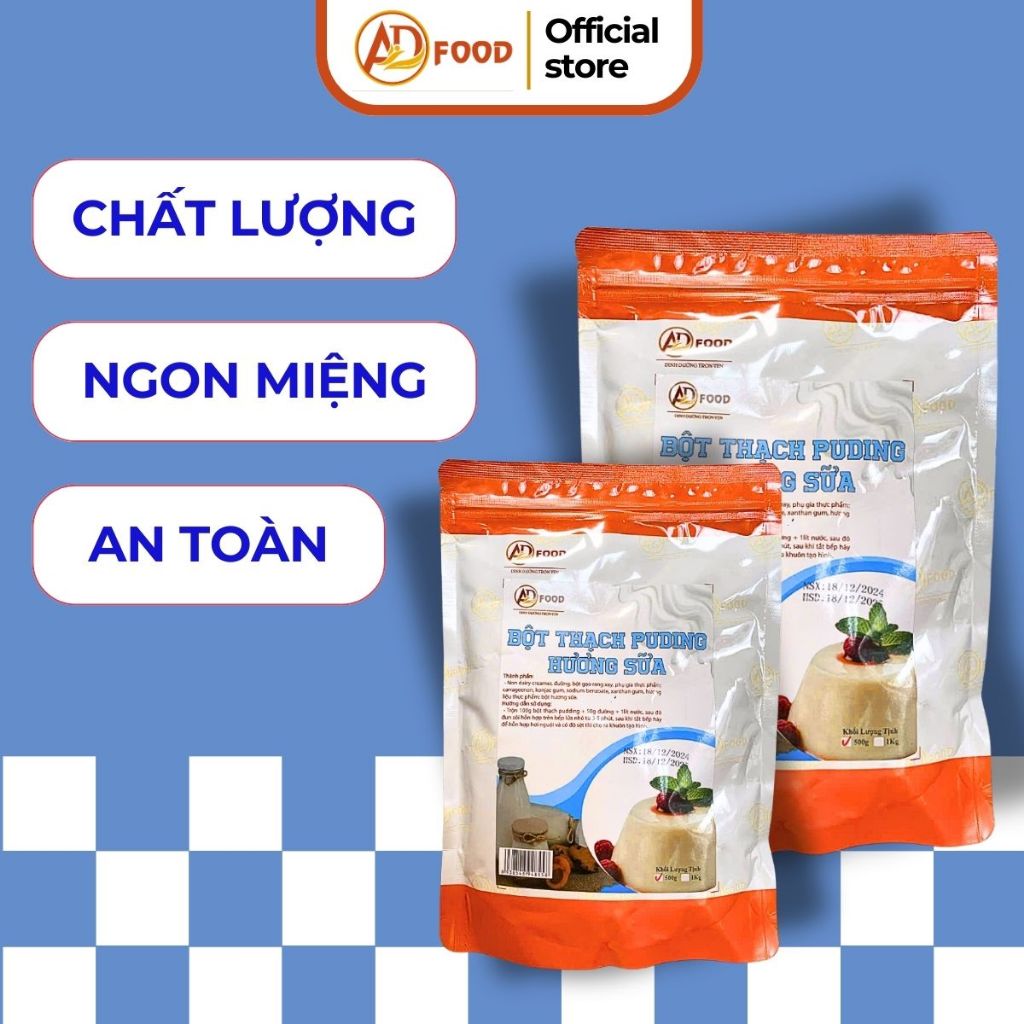500g Bột pudding sữa ADFOOD - Dùng để Pha chế pudding mềm mịn, thơm ngon
