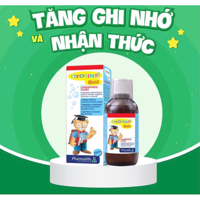 Siro Fitobimbi Genius - Hỗ Trợ Tăng Cường Nhận Thức, Ghi Nhớ Tốt, Giúp Bé Tăng Sức Bền Chai 200ml
