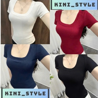 Áo thun cổ vuông form ôm- áo babytee cổ vuông chất vãi thun bo gân co giãn ACV-03.