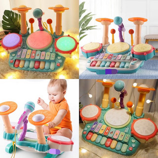  Đồ chơi bộ nhạc cụ trống kết hợp phím đàn piano kèm míc hát cho bé Miababy 