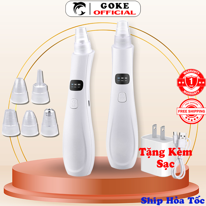 Máy hút mụn đầu đen làm sạch lỗ chân lông kèm 5 đầu hút chuyên dụng GOKE bảo hành 1 năm
