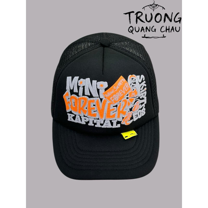 Mũ Lưỡi Chai Kapital Đen Chữ Cam + Xám