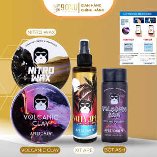 Sáp Vuốt Tóc Volcanic Clay, Nitro Wax , Bột tạo phồng ASH , Xịt giữ nếp APE by Apestomen