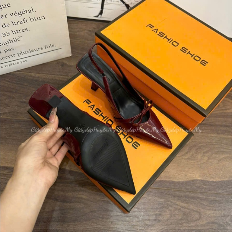 Giày cao gót 7p phối nơ da bóng mềm mũi nhọn hàng cao cấp full hộp ( TT09 ) | BigBuy360 - bigbuy360.vn