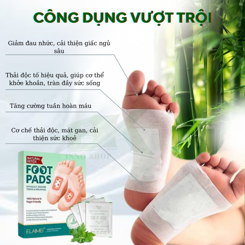 Miếng Dán Thải Độc Chân Sol Lora Đào Thải Độc Tố Cơ Thể, Giảm Đau Nhức, Ngủ Giấc Ngon, Cải Thiện Tiêu Hoá | BK INNO