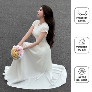 Kim Clothing - Đầm maxi xoè dài thân trên thun ren co giãn tay con ôm dáng thân dưới xoè rộng