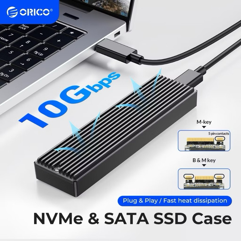 Box ổ cứng ORICO SSD M.2 NVMe 10Gbps / SATA 5Gbps | ABS + Aluminum Alloy | M2PV-C3 , M2PVM-C3 - Hàng