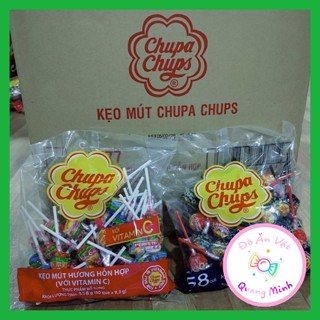 Bán sỉ cả thùng 18 bịch kẹo mút Chupa Chups vị hương hỗn hợp (60 que) và sắc màu (58 que) thơm ngon hấp dẫn