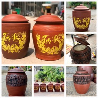 Chum đựng gạo, hũ đựng gạo gốm cao cấp Bát Tràng 10-30kg, Chĩnh đựng gạo, hũ gạo tài lộc, chum gạo phong thủy loại 1