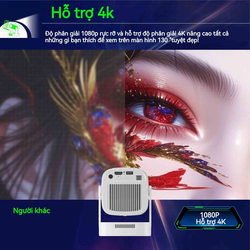 Máy chiếu mini HY260pro Tự động lấy nét Android 11 Full HD 1080P 4K WiFi 2,4/5G Hỗ trợ giọng nói Kết nối điện thoại ipd | BigBuy360 - bigbuy360.vn